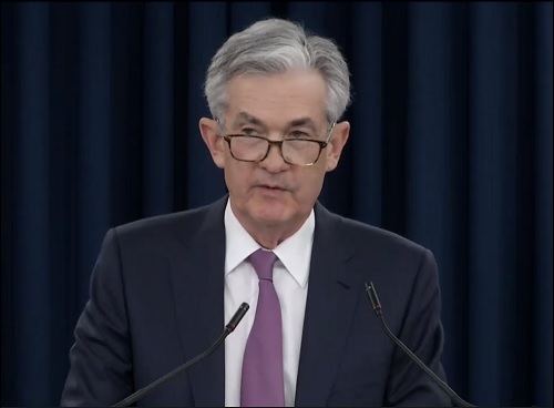 제롬 파월 미국 연방준비제도(Fed) 이사회 의장이 지난 5월1일(미국시간) 연방공개시장위원회(FOMC) 회의를 마친 후 기자회견을 하고 있다. /사진=Fed 생중계 화면캡쳐.