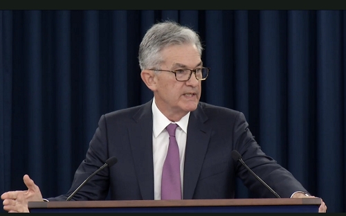 제롬 파월 미국 연방준비제도(Fed) 이사회 의장이 19일 연방공개시장위원회(FOMC) 회의를 마친 후 기자회견을 하고 있다. /사진=Fed 홈페이지 생중계 화면캡쳐.