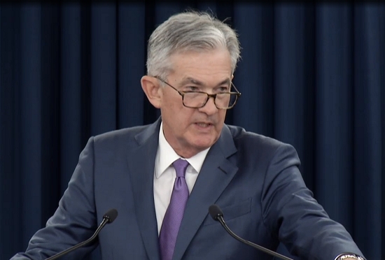 제롬 파월 미국 연방준비(Fed)제도 이사회 의장이 31일(미국시간) 연방공개시장위원회(FOMC) 회의 후 기자회견을 하고 있다. /사진=Fed 생중계 화면캡쳐.