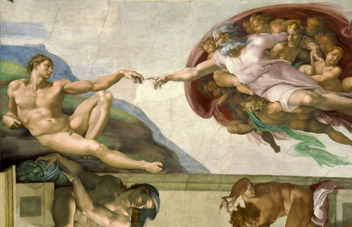 미켈란젤로의 위대한 벽화 '아담의 창조'의 한 부분. /사진=위키백과 퍼블릭도메인.