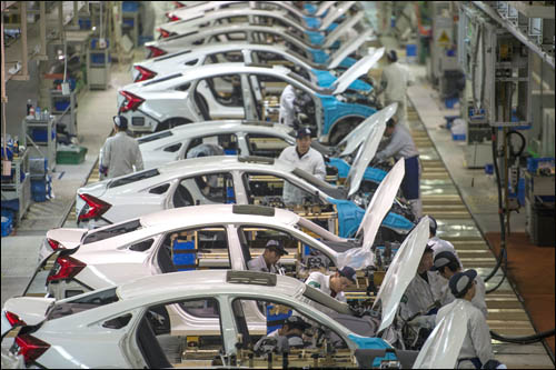중국 허베이성의 일본 자동차 공장. /사진=AP, 뉴시스