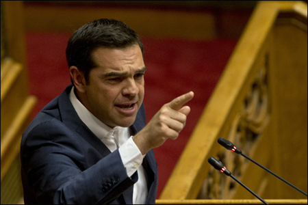알렉시스 치프라스 그리스 총리는 이미 경제위기에 빠진 그리스에서 2015년 집권했다. 그는 유로존 와해위기를 명분삼아 국제 채권단의 연금개혁 요구에 강하게 맞섰다. /사진=AP, 뉴시스.