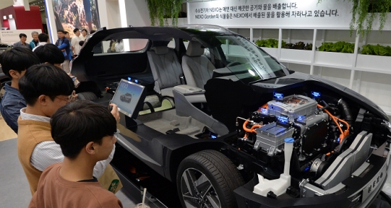 '2019 대구 국제 미래자동차엑스포'에 전시됐던 수소전기차. /사진=뉴시스