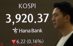 시장 불안 속, 코스피 '하락'...금융지주는 '활짝'