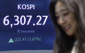 코스피, 6300 돌파 '환호'...반도체·LG계열 '급등'